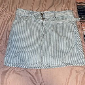 Blue striped high waisted skirt